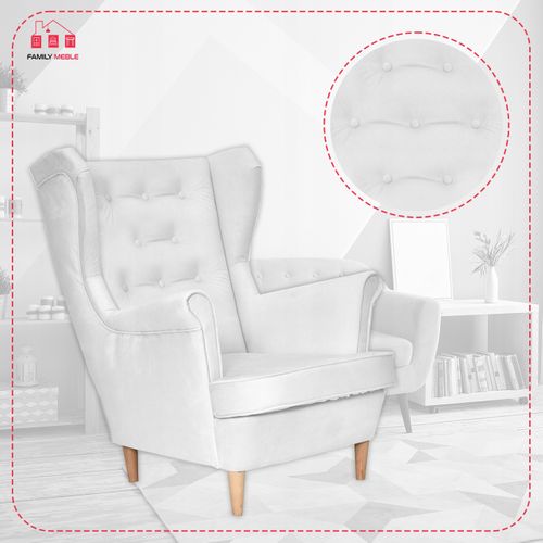 Fauteuil Scandinave à Oreilles Diana - Argent, Blanc Cassé, Crème