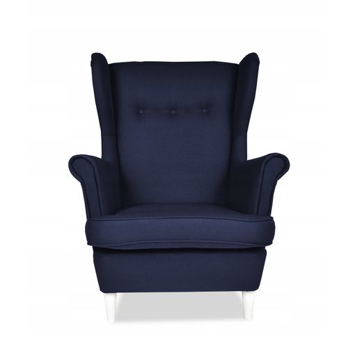 Fauteuil à Oreilles Scandinave Ari — Bleu Marine, Effet Jean Élégant