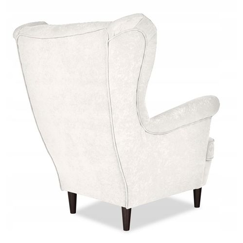 Fauteuil Scandinave à Oreilles Ari, Finition Blanc Vieilli Patiné (autres Coloris)