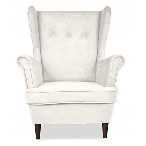 Fauteuil Scandinave à Oreilles Ari, Finition Blanc Vieilli Patiné (autres Coloris)