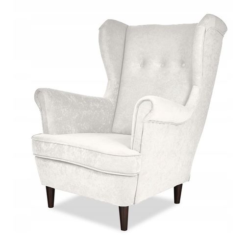 Fauteuil Scandinave à Oreilles Ari, Finition Blanc Vieilli Patiné (autres Coloris)