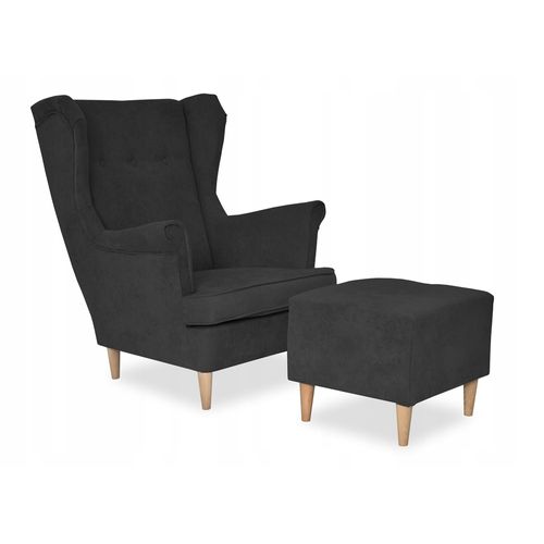 Fauteuil à Oreilles Ari, Style Scandinave, Noir - Élégance Et Confort