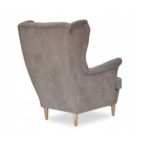 Fauteuil Scandinave à Oreilles Ari - Confortable En Velours Marron Clair