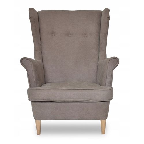 Fauteuil Scandinave à Oreilles Ari - Confortable En Velours Marron Clair