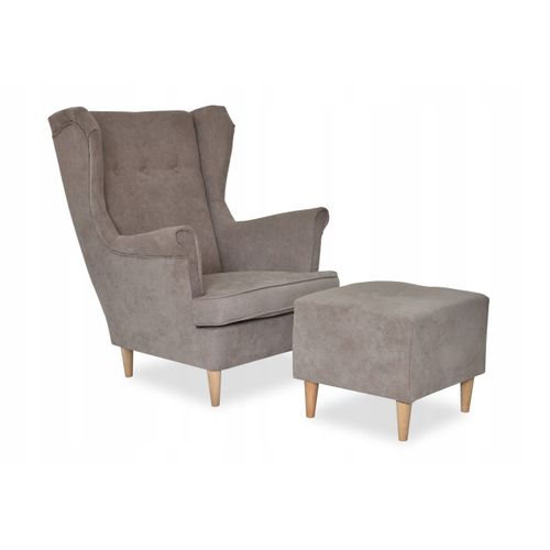 Fauteuil Scandinave à Oreilles Ari - Confortable En Velours Marron Clair