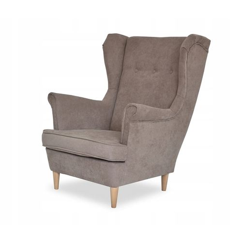 Fauteuil Scandinave à Oreilles Ari - Confortable En Velours Marron Clair