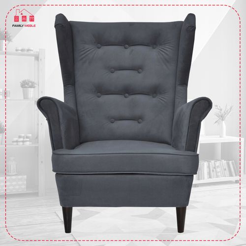 Fauteuil à Oreilles Diana, Style Scandinave, Gris Anthracite, 10 Boutons