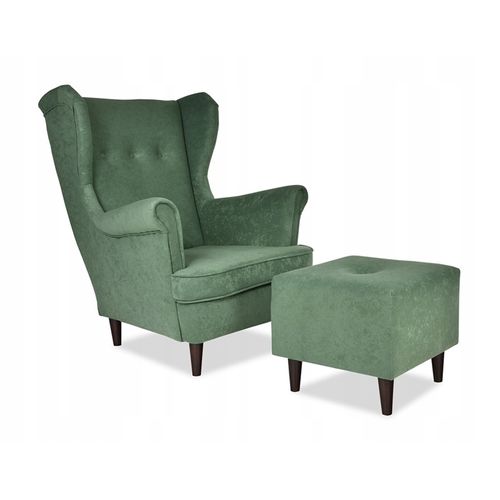 Fauteuil à Oreilles Ari — Design Scandinave De Vert Bouteille Foncé