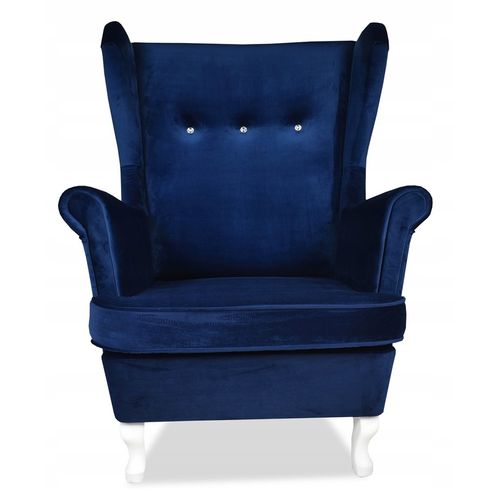 Fauteuil à Oreilles Ari — Design Scandinave, Velours Bleu Bleuet