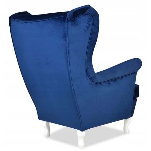 Fauteuil à Oreilles Ari — Design Scandinave, Velours Bleu Bleuet