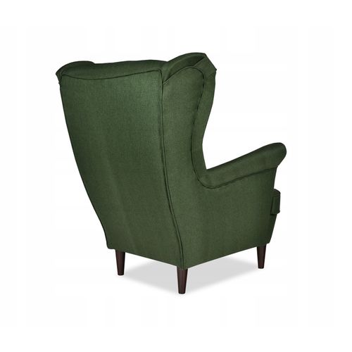 Fauteuil à Oreilles Ari — Style Scandinave, Tissage Vert Résistant
