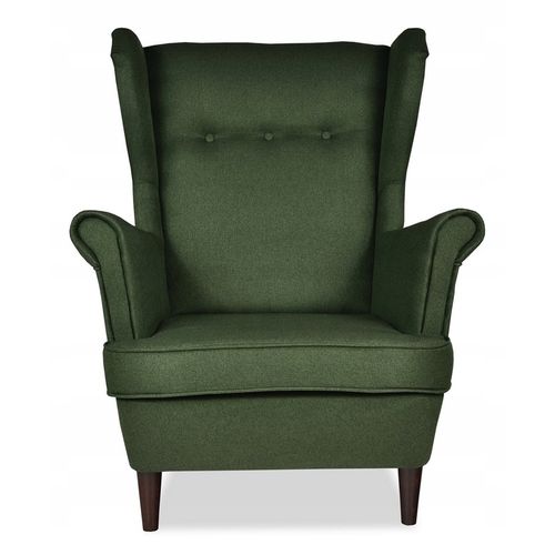 Fauteuil à Oreilles Ari — Style Scandinave, Tissage Vert Résistant
