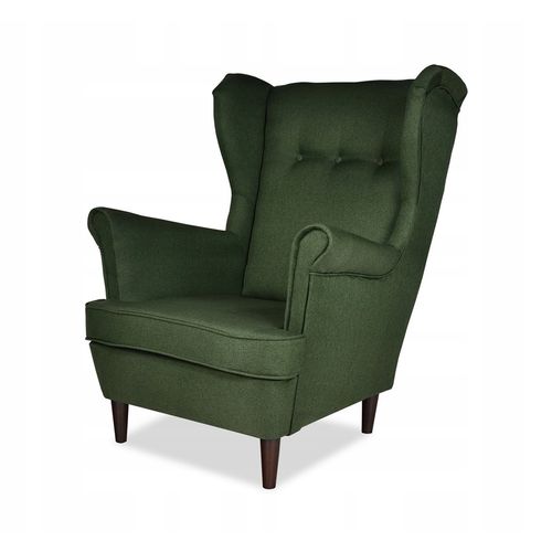 Fauteuil à Oreilles Ari — Style Scandinave, Tissage Vert Résistant