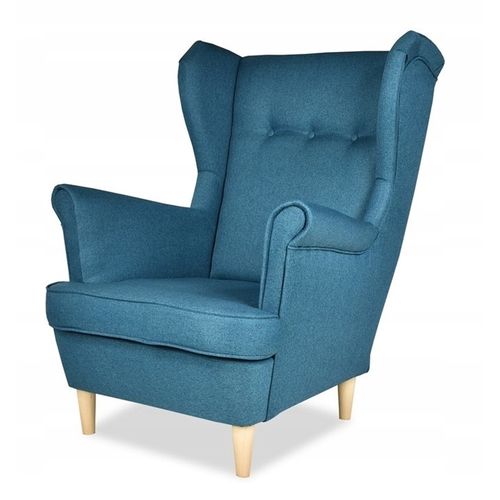 Fauteuil à Oreilles Scandinave Ari — Bleu Turquoise Marin