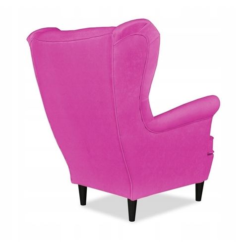 Fauteuil à Oreilles Ari — Design Scandinave En Velours Fuchsia Rose Pour Salon
