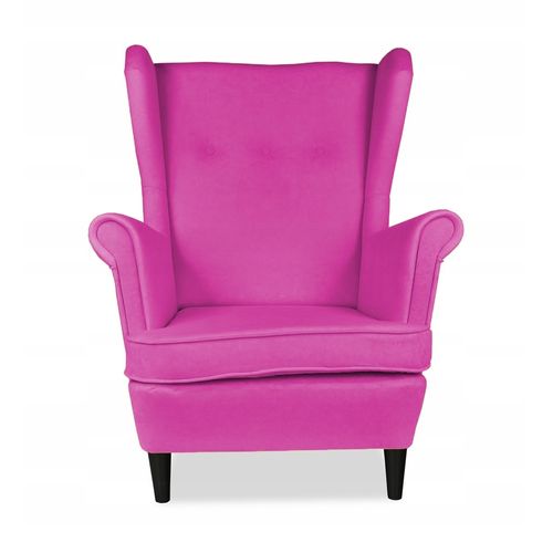 Fauteuil à Oreilles Ari — Design Scandinave En Velours Fuchsia Rose Pour Salon
