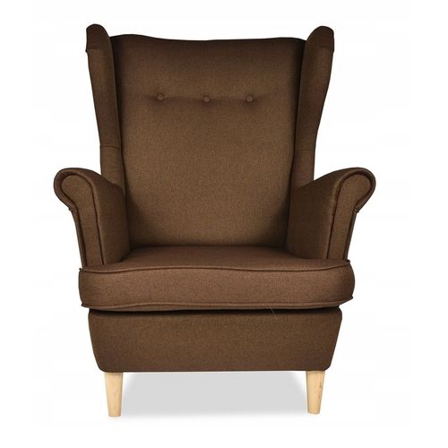 Fauteuil à Oreilles Ari Scandinave - Confort En Nuances De Brun