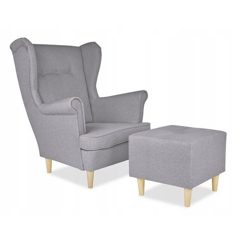 Fauteuil à Oreilles Ari De Style Scandinave, Gris Clair — Classique Et Confortable