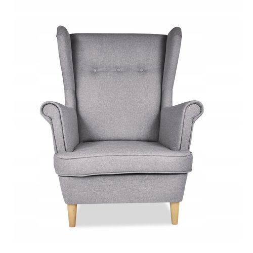 Fauteuil à Oreilles Ari De Style Scandinave, Gris Clair — Classique Et Confortable