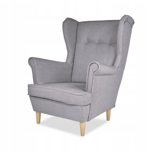 Fauteuil à Oreilles Ari De Style Scandinave, Gris Clair — Classique Et Confortable