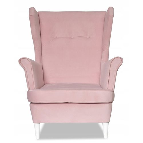 Fauteuil à Oreilles Ari, Au Design Scandinave — Rose Poudré, Rose Bonbon