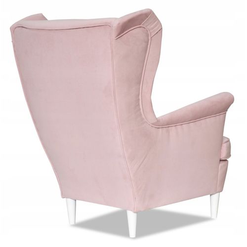 Fauteuil à Oreilles Ari, Au Design Scandinave — Rose Poudré, Rose Bonbon