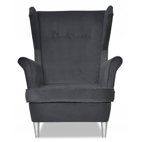 Fauteuil à Oreilles Ari — Style Scandinave, Velours Gris Pour Salle D'attente