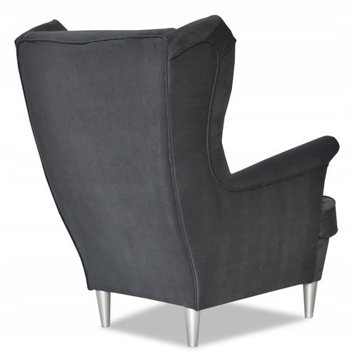 Fauteuil à Oreilles Ari — Style Scandinave, Velours Gris Pour Salle D'attente
