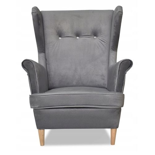 Fauteuil à Oreilles Ari — Velours Au Style Scandinave, Nuances De Gris