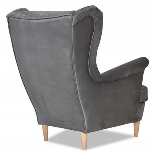 Fauteuil à Oreilles Ari — Velours Au Style Scandinave, Nuances De Gris