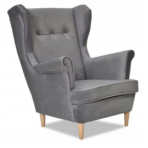 Fauteuil à Oreilles Ari — Velours Au Style Scandinave, Nuances De Gris