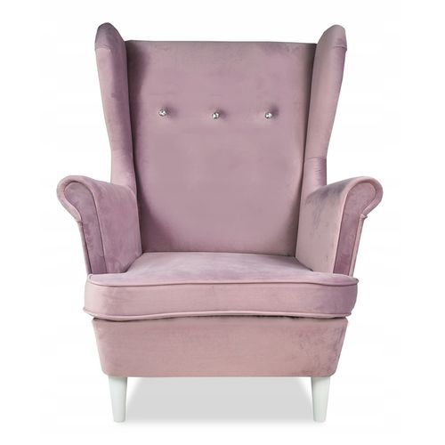 Fauteuil Scandinave à Oreilles Ari, Velours Rose Poudré