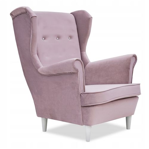 Fauteuil Scandinave à Oreilles Ari, Velours Rose Poudré