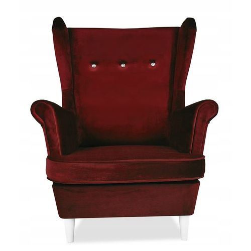 Fauteuil à Oreilles Ari — Style Scandinave/nordique, En Velours Cerise