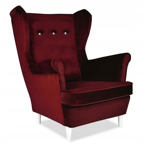 Fauteuil à Oreilles Ari — Style Scandinave/nordique, En Velours Cerise