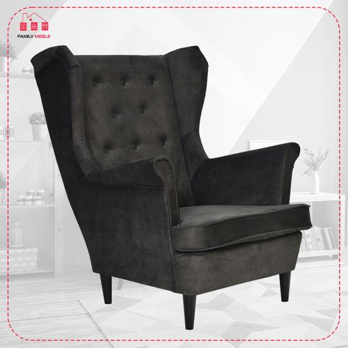 Fauteuil à Oreilles Diana, Style Scandinave, Velours Hydrofuge, Coloris Foncé