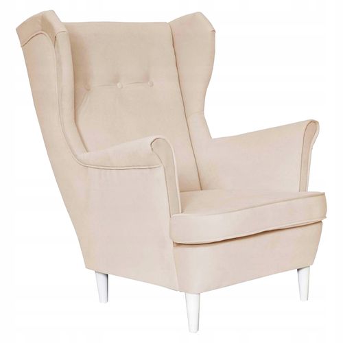 Fauteuil à Oreilles Diana Scandinave, Matelassé En Velours Beige Prof
