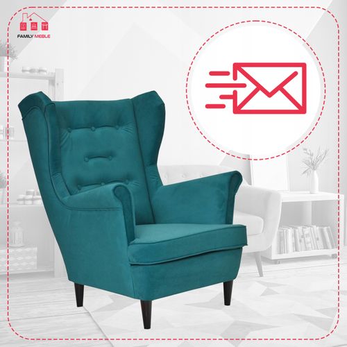 Fauteuil à Oreilles Diana, Style Scandinave — Turquoise / Bleu Foncé