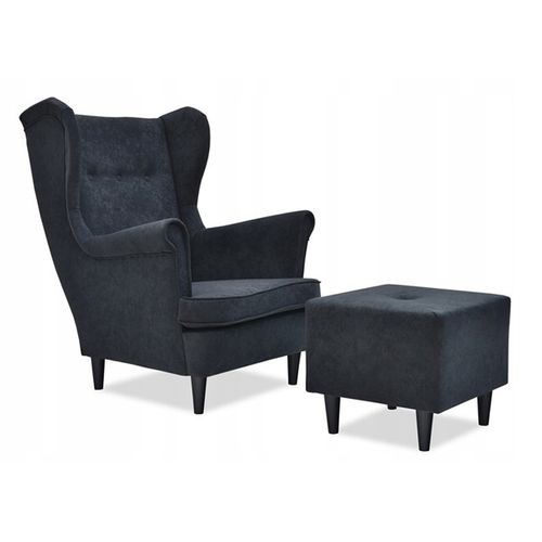 Fauteuil à Oreilles Ari — Design Scandinave, En Velours Noir Moderne