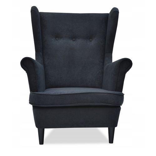 Fauteuil à Oreilles Ari — Design Scandinave, En Velours Noir Moderne