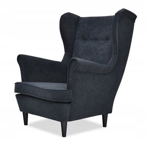 Fauteuil à Oreilles Ari — Design Scandinave, En Velours Noir Moderne