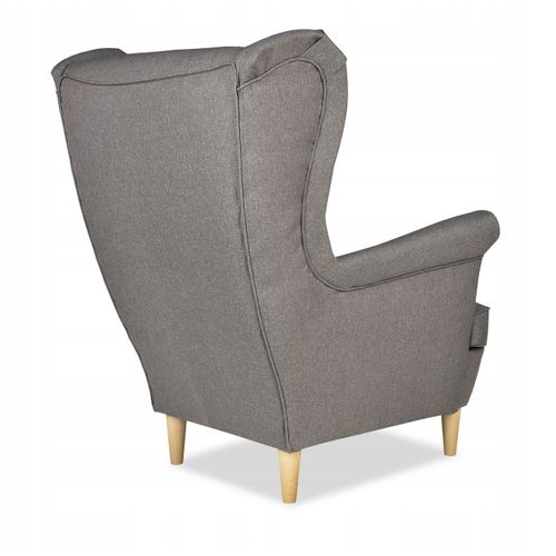 Fauteuil à Oreilles Ari, Style Scandinave, Gris - Fauteuil Relax Classique Trône