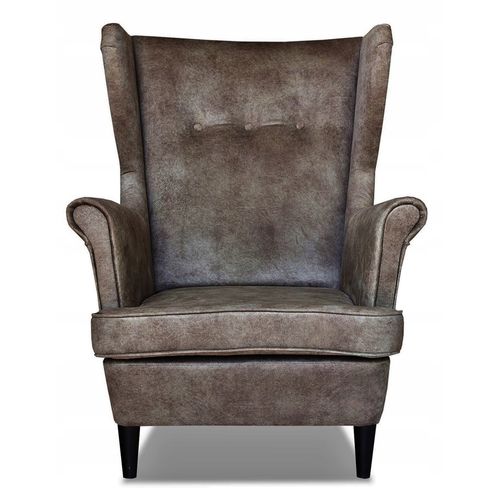 Fauteuil à Oreilles Scandinave Ari, Marron Brûlé, Pour Bureau, Cabinet Ou Salle D'attente