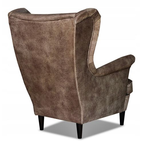 Fauteuil à Oreilles Scandinave Ari, Marron Brûlé, Pour Bureau, Cabinet Ou Salle D'attente