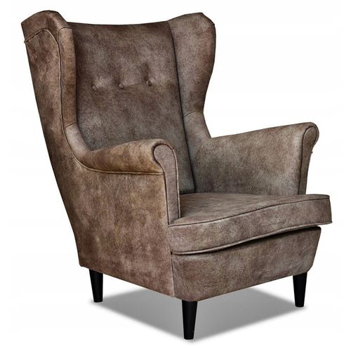 Fauteuil à Oreilles Scandinave Ari, Marron Brûlé, Pour Bureau, Cabinet Ou Salle D'attente