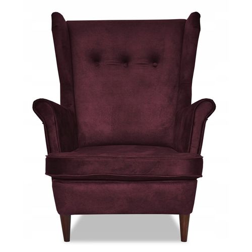 Fauteuil à Oreilles Ari De — Style Scandinave, Revêtement En Tissu Bruyère Violet Foncé
