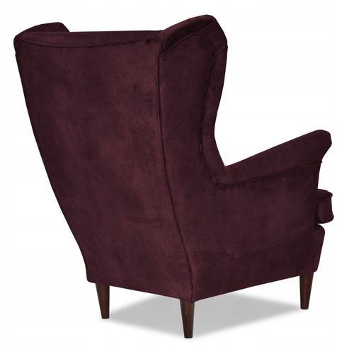 Fauteuil à Oreilles Ari De — Style Scandinave, Revêtement En Tissu Bruyère Violet Foncé