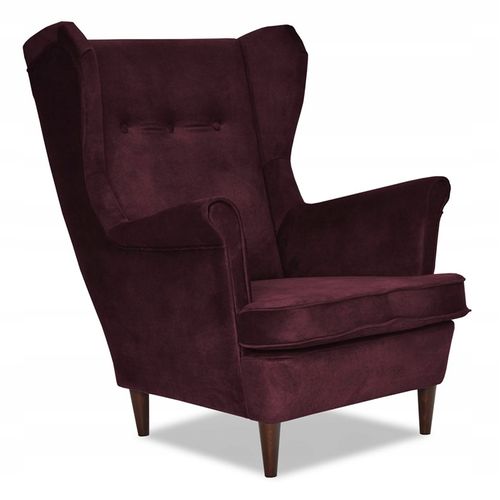 Fauteuil à Oreilles Ari De — Style Scandinave, Revêtement En Tissu Bruyère Violet Foncé