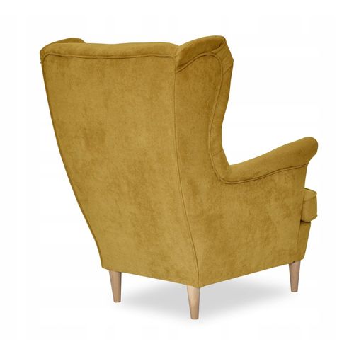 Fauteuil à Oreilles Ari — Design Scandinave, Confortable Et Élégant, En Velours Jaune