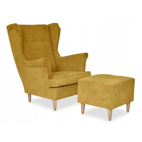 Fauteuil à Oreilles Ari — Design Scandinave, Confortable Et Élégant, En Velours Jaune